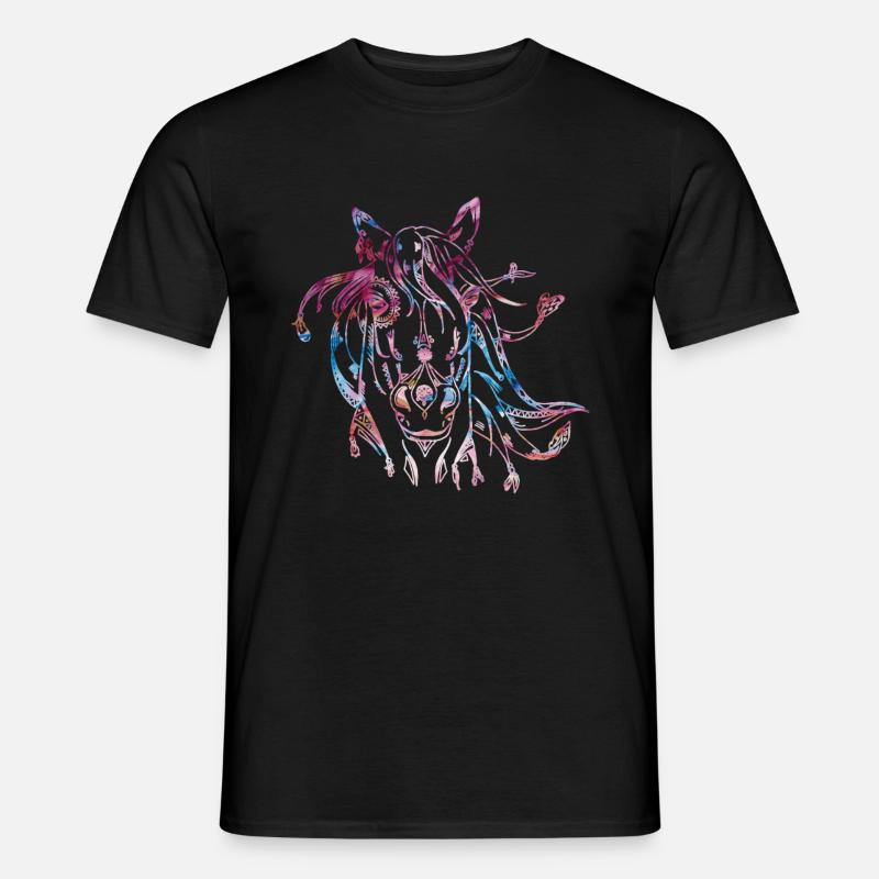 Pferd Reiter Tier - Männer T-Shirt - Schwarz