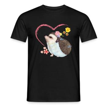 Hedgehog pile of leaves - Men's T-Shirt - black - Front - AI Model Male 178 light (178cm)