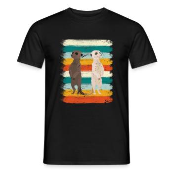 Retro meerkat - Men's T-Shirt - black - Front - AI Model Male 178 light (178cm)