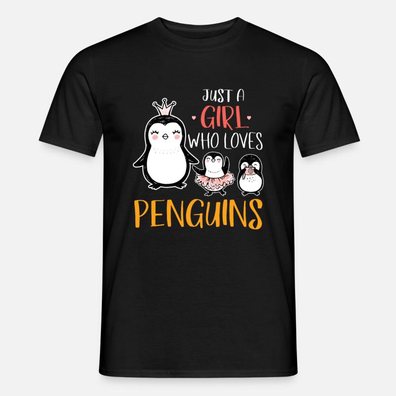 Pinguin Mädchen - Männer T-Shirt - Schwarz