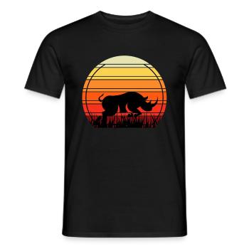 Zoo de rhinocéros rétro - T-shirt homme - noir - Devant - AI Model Male 178 light (178cm)