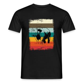 Retro rhino rhino - Men's T-Shirt - black - Front - AI Model Male 178 light (178cm)