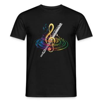 Flute flutist - Men's T-Shirt - black - Front - AI Model Male 178 light (178cm)