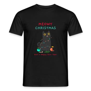 Chat Drôle Noël Meowy Cat Kitty - T-shirt homme - noir - Devant - AI Model Male 178 light (178cm)