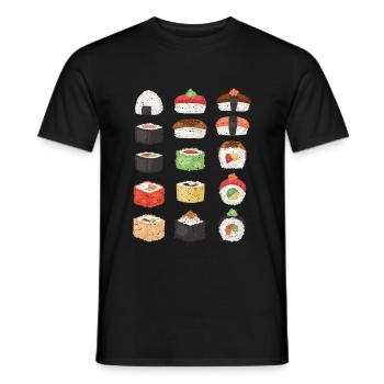 Sushi japonais ramen - T-shirt homme - noir - Devant - AI Model Male 178 light (178cm)