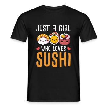 Fille de sushi kawaii - T-shirt homme - noir - Devant - AI Model Male 178 light (178cm)