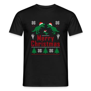 Weihnachtsdinosaurier Rex Pyjamas Männer Jungen Kinder Geschenke - Männer T-Shirt - Schwarz - Vorne - AI Model Male 178 light (178cm)