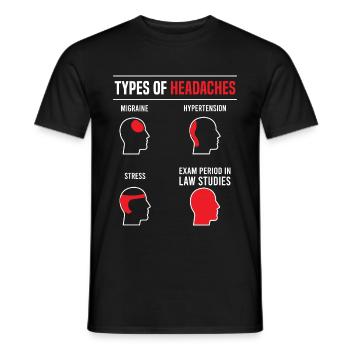 Étudiants en droit types de maux de tête dictons drôles - T-shirt homme - noir - Devant - AI Model Male 178 light (178cm)