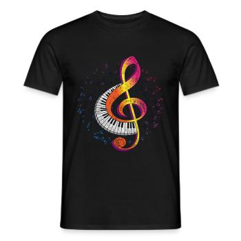 Piano melody - Men's T-Shirt - black - Front - AI Model Male 178 light (178cm)