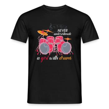 Fille de batterie - T-shirt homme - noir - Devant - AI Model Male 178 light (178cm)