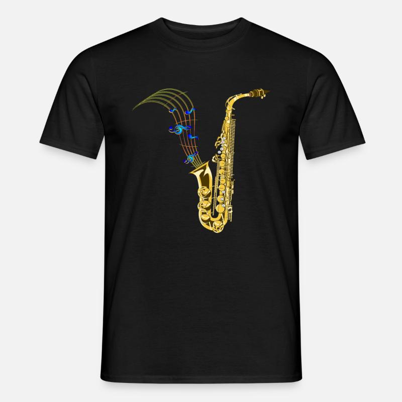 Saxophon - Männer T-Shirt - Schwarz