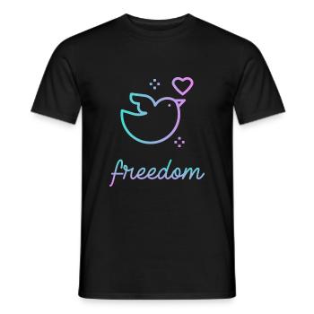 Oiseau amoureux liberté paix amour - T-shirt homme - noir - Devant - AI Model Male 178 light (178cm)