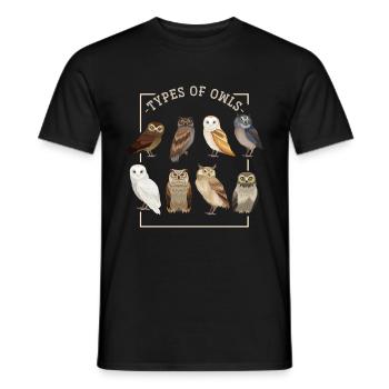 Eule Kauz - Männer T-Shirt - Schwarz - Vorne - AI Model Male 178 light (178cm)