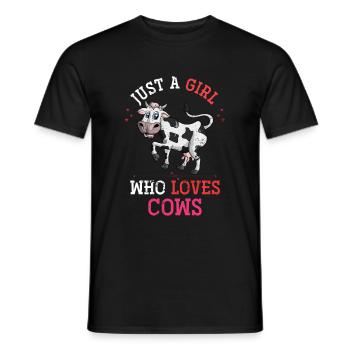 Vache fille ferme - T-shirt homme - noir - Devant - AI Model Male 178 light (178cm)