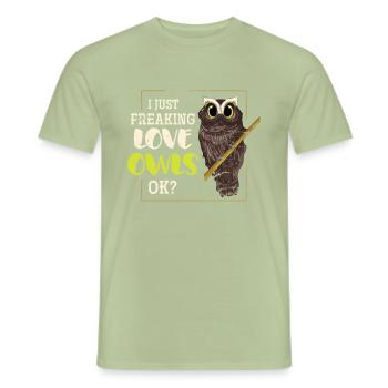 owl - Men's T-Shirt - sage - Front - AI Model Male 178 light (178cm)