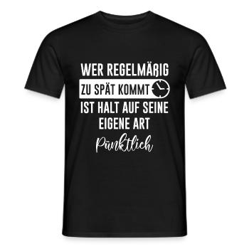 Unpünktlich zu spät lustiger Spruch Geschenk - Männer T-Shirt - Schwarz - Vorne - AI Model Male 178 light (178cm)