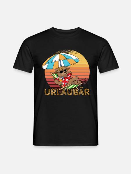 Urlaubär Urlaub Reisen Ferien Strand Sonne Meer - Männer T-Shirt - Schwarz