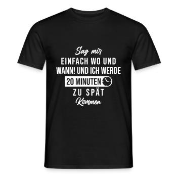 untimely too late funny saying delay - Men's T-Shirt - black - Front - AI Model Male 178 light (178cm)