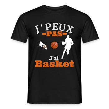 J'PEUX PAS , J'AI BASKET. - T-shirt homme - noir - Devant - AI Model Male 178 light (178cm)