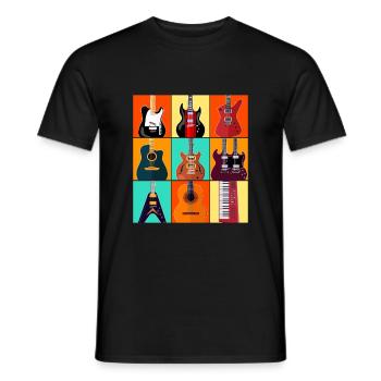 Gitarre Gitarrist Retro Musiker Gitarrenspieler - Männer T-Shirt - Schwarz - Vorne - AI Model Male 178 light (178cm)