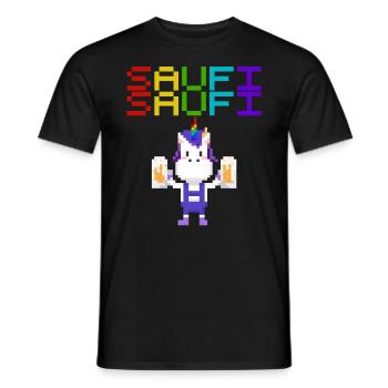 Saufi Saufi Einhorn 8 Bit Pixel Retro Bier Sekt - Männer T-Shirt - Schwarz - Vorne - AI Model Male 178 light (178cm)