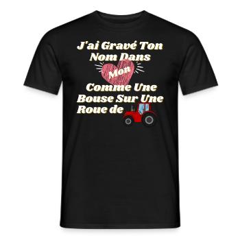 j ai gravé ton nom dans mon cœur comme une bouse - T-shirt homme - noir - Devant - AI Model Male 178 light (178cm)