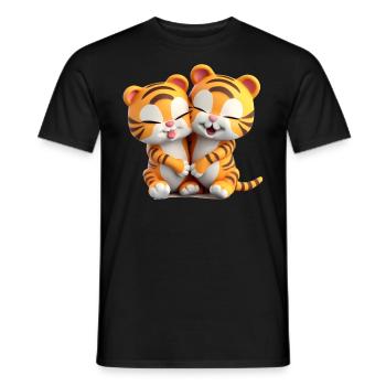 Cute tiger animal lover mom cuddles - Men's T-Shirt - black - Front - AI Model Male 178 light (178cm)