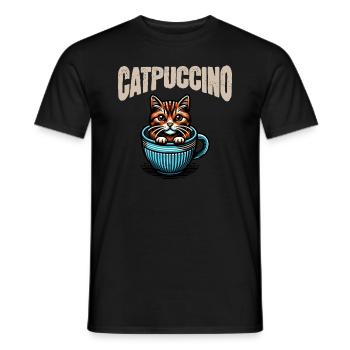 Catpuccino - Männer T-Shirt - Schwarz - Vorne - AI Model Male 178 light (178cm)