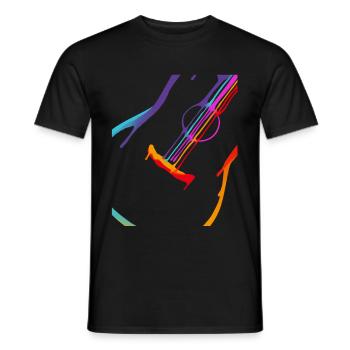 Dégradé de couleur Guitare acoustique - T-shirt homme - noir - Devant - AI Model Male 178 light (178cm)