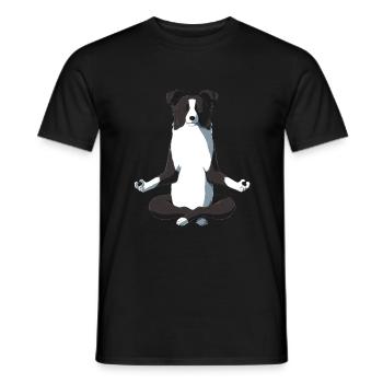 Yoga Border Collie - Men's T-Shirt - black - Front - AI Model Male 178 light (178cm)