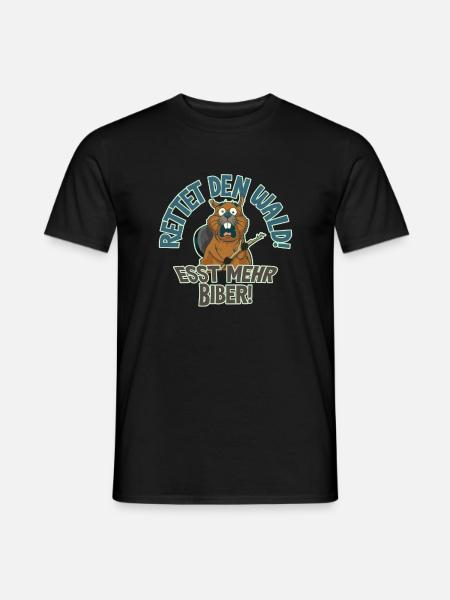 Biber Essen Wald Retten Lustiges Naturschutz - Männer T-Shirt - Schwarz