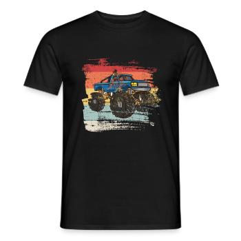 Retro Monster Vrachtwagen - Heren T-shirt - zwart - Voor - AI Model Male 178 light (178cm)