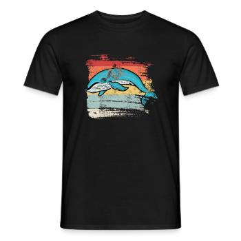 Baleine rétro - T-shirt homme - noir - Devant - AI Model Male 178 light (178cm)