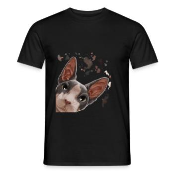Curious Sphynx Cat - Men's T-Shirt - black - Front - AI Model Male 178 light (178cm)
