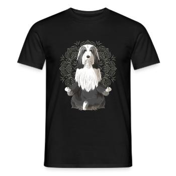 Bearded Collie chien méditation - T-shirt homme - noir - Devant - AI Model Male 178 light (178cm)