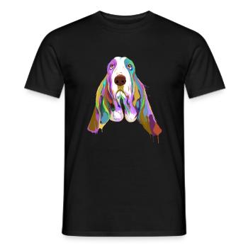 Basset Hound Dog Splash - Men's T-Shirt - black - Front - AI Model Male 178 light (178cm)