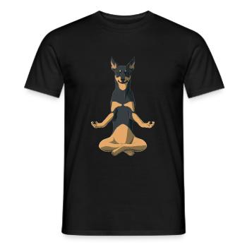 Australian Kelpie Dog meditate - Men's T-Shirt - black - Front - AI Model Male 178 light (178cm)