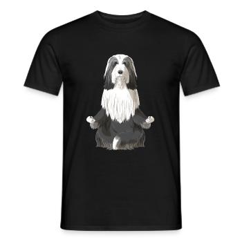 Bearded Collie chien méditation - T-shirt homme - noir - Devant - AI Model Male 178 light (178cm)