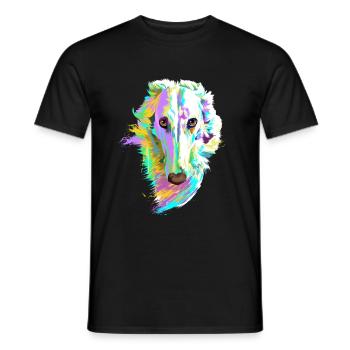 Farbiger Barsoi Hund - Männer T-Shirt - Schwarz - Vorne - AI Model Male 178 light (178cm)