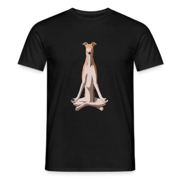 Chien méditant Greyhound - T-shirt homme - noir - Devant - AI Model Male 178 light (178cm)