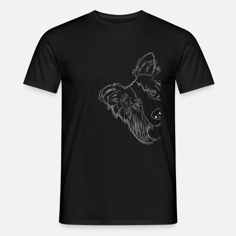 Neugieriger Border Collie Hund - Männer T-Shirt - Schwarz