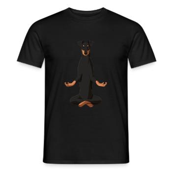 Meditating Manchester Terrier Dog - Men's T-Shirt - black - Front - AI Model Male 178 light (178cm)