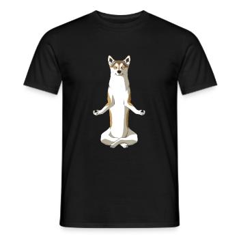 Chien de lunde norvégien méditant - T-shirt homme - noir - Devant - AI Model Male 178 light (178cm)