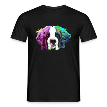 Splash Saint Bernard Dog - Men's T-Shirt - black - Front - AI Model Male 178 light (178cm)