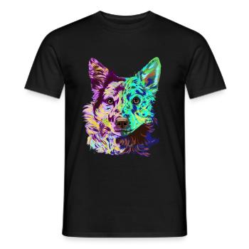 Splash Mudi chien - T-shirt homme - noir - Devant - AI Model Male 178 light (178cm)