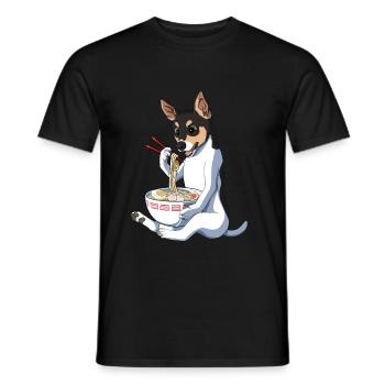 Japanischer Anime Rat Terrier Hund Ramen - Männer T-Shirt - Schwarz - Vorne - AI Model Male 178 light (178cm)