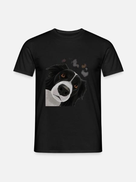 Curious Border Collie Dog - Men's T-Shirt - black