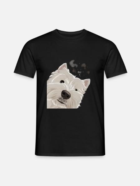 Nysgerrig West Highland Hvid Terrier Hund - Mænd T-shirt - sort