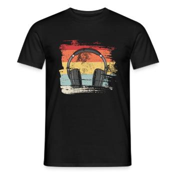 Retro 80er 90er Kopfhörer - Männer T-Shirt - Schwarz - Vorne - AI Model Male 178 light (178cm)
