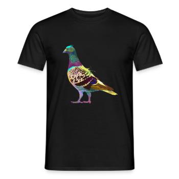 Colorful Splash Bird Pigeon - Men's T-Shirt - black - Front - AI Model Male 178 light (178cm)